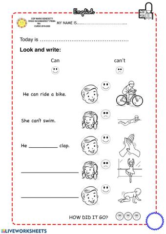 Writing: he-she can-can't