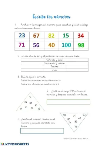 Escribe números