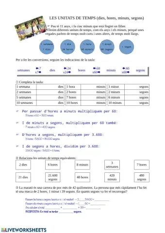 LES UNITATS DE TEMPS (dies, hores, minuts, segons)