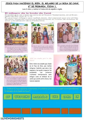 Jesús pasa haciendo el bien. El milagro de la boda de Caná 6º de Primaria.Tierno Galván