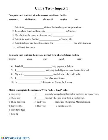 Impact 1 - Unit 8 Test