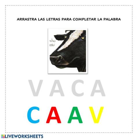 Completar la palabra: vaca