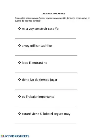 Ordenar cuento de los 3 cerditos