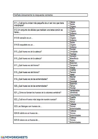 Células,tejidos, órganos y huesos