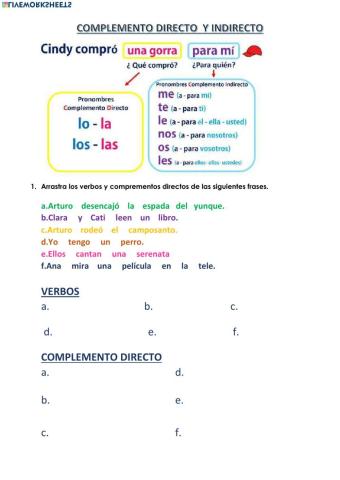 Verbo, complemento directo e indirecto