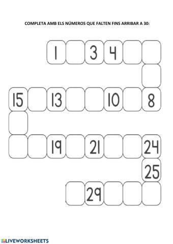 Completa els números que falten
