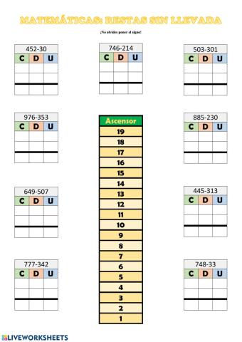 Restas sin llevada