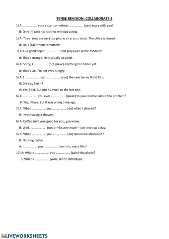 TENSE REVISION: COLLABORATE 4