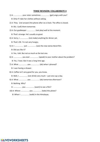 TENSE REVISION: COLLABORATE 4