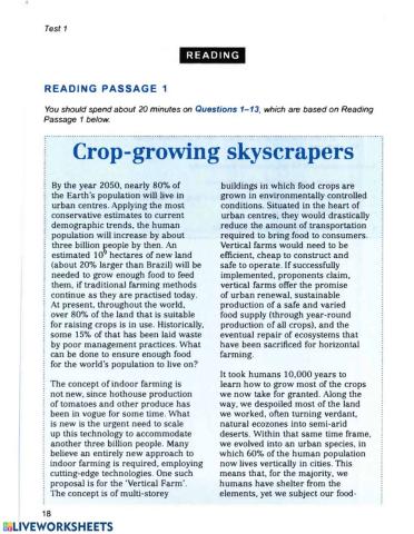 Reading: crop-growing skyscrapers