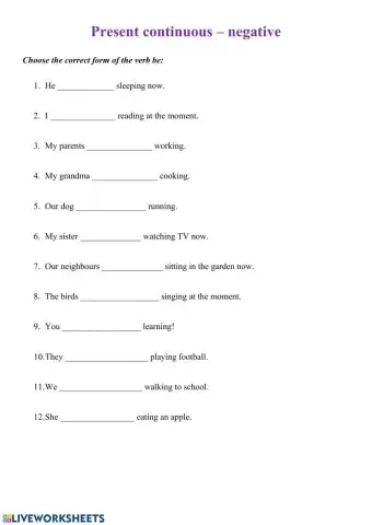Present continuous - negative