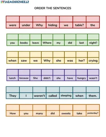 Order the sentences Past Simple Past Continuous