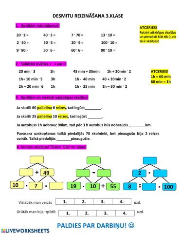 Desmitu reizināšana DL - 3.klase