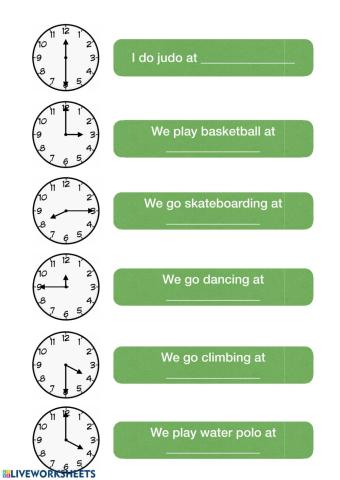 Complete sentences with the time