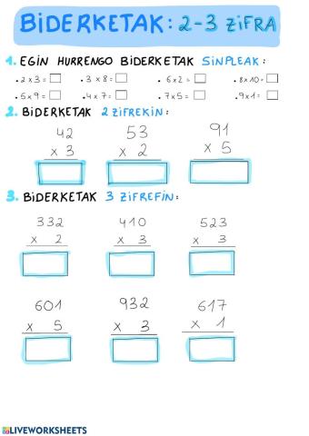 Biderketak 2-3 zifrekin