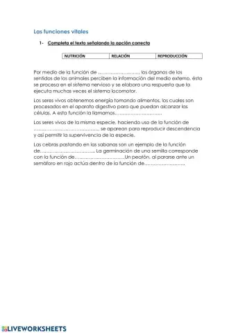 Funciones vitales de las células