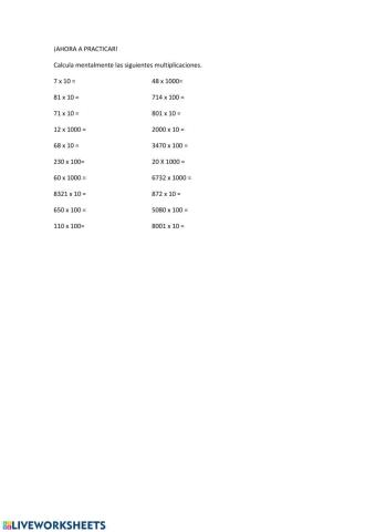 Operaciones x10, 100 y 1000