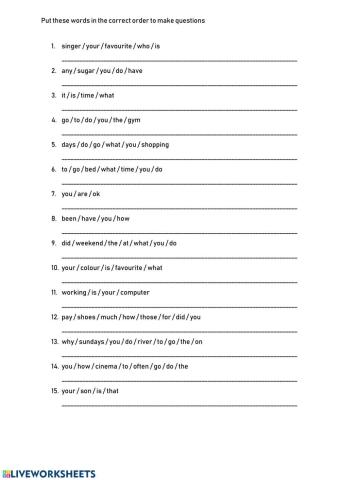 Word order in questions