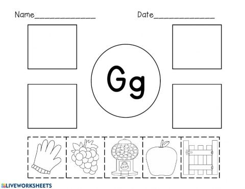 The letter G vocabulary