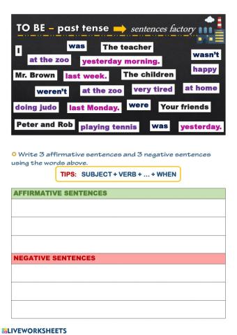 To be - Past tense - Sentences Factory