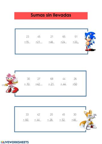 Sumas sin llevadas