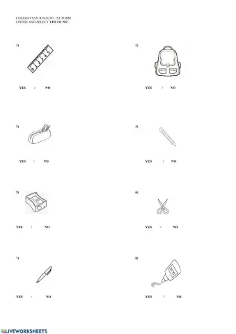 School objects. Listen.