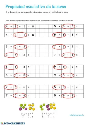 Propiedad asociativa de la suma