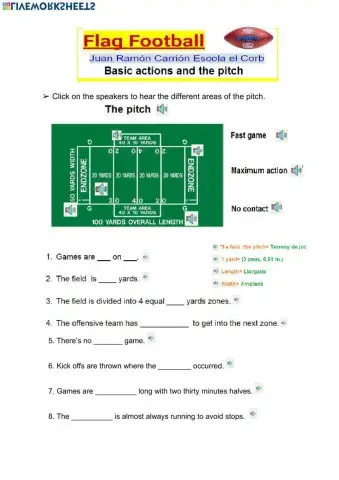 Flag Football basic actions and the pitch