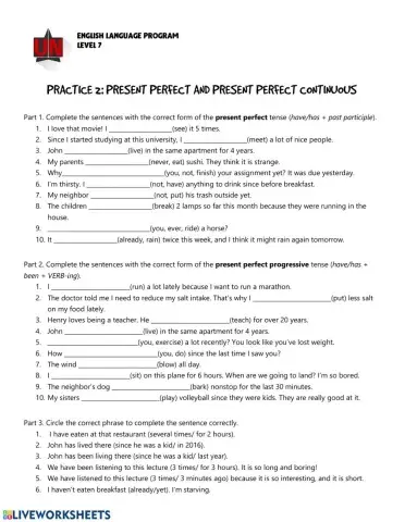 Present Perfect and Present Perfect Continuous