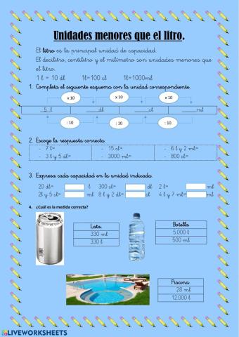 Unidades menor que el litro.