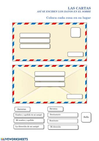 Así se escriben los datos en el sobre