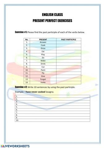 Present perfect exercises
