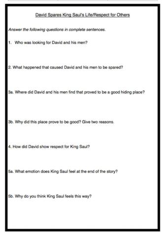 David Spares King Saul's Life-Respect for Others