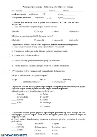 SJEVERNA I ZAPADNA EVROPA