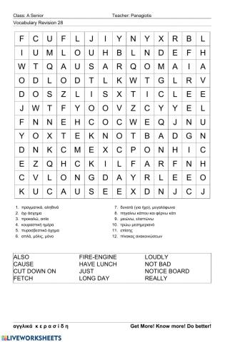 Asenior Wordsearch 28