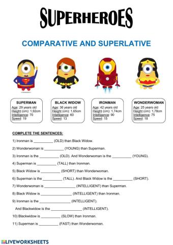 Superheroes - Comparative and Superlative
