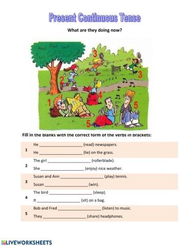 Present Continuous Tense Describe a picture