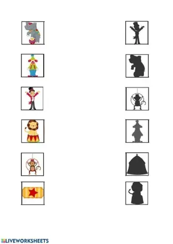 Unir cada animal con su sombra