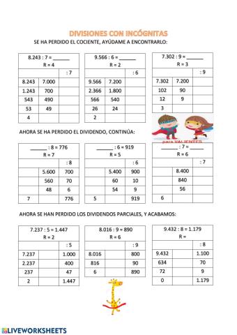 División con incógnitas