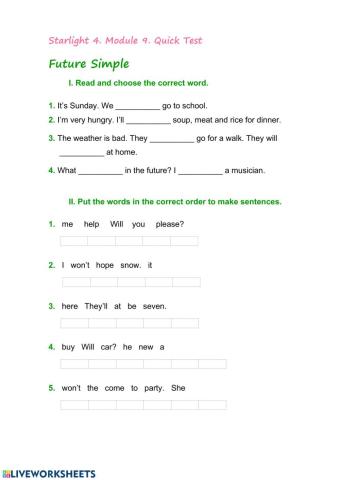 Starlight 4 Module 9. Quick Test