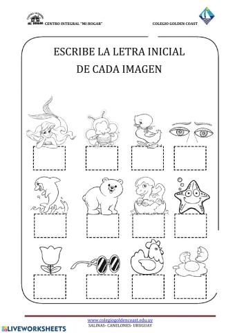 Escribimos la letra inicial