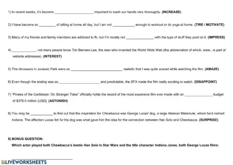 FCE Word Formation Exercise
