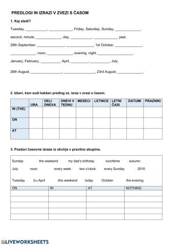 Prepositions of time