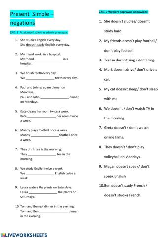 Present simple negative