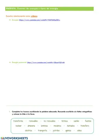 Energía. Fuentes y tipos de energía