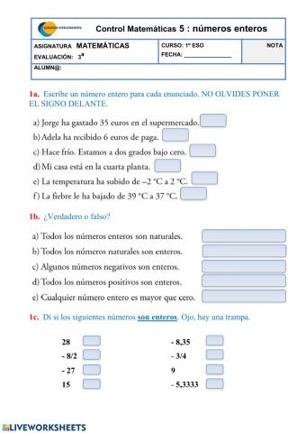 Control números enteros 1
