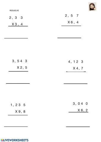 Multiplicaciones con decimales