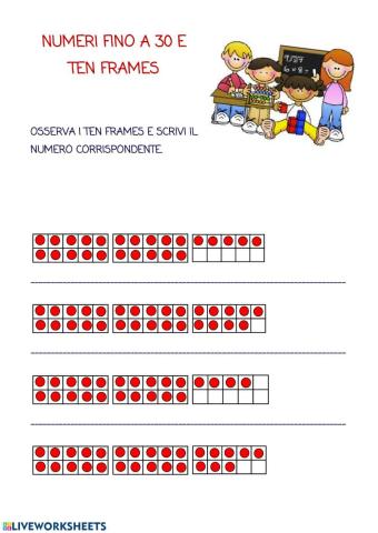 Numeri fino a 30 e ten frames