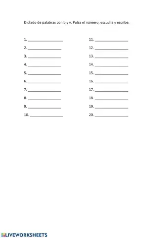 Dictado palabras con b y v