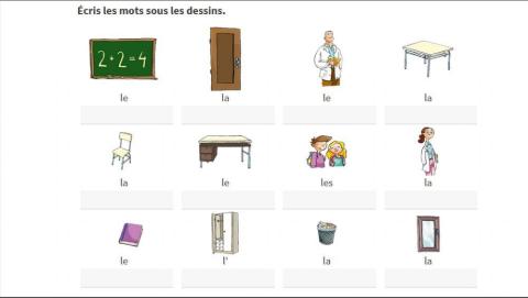 Ficha de francés - Repaso vocabulario aula